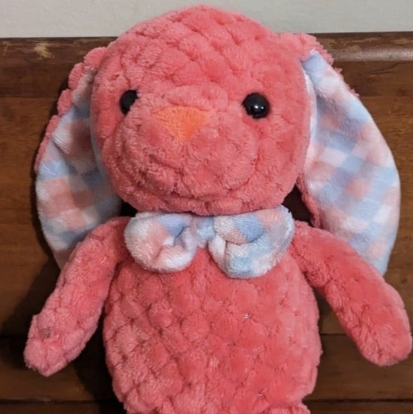 Kellytoy Hot Pink Rabbit Bunny Quilted Textured Plush Stuffed Animal Easter - Picture 2 of 6